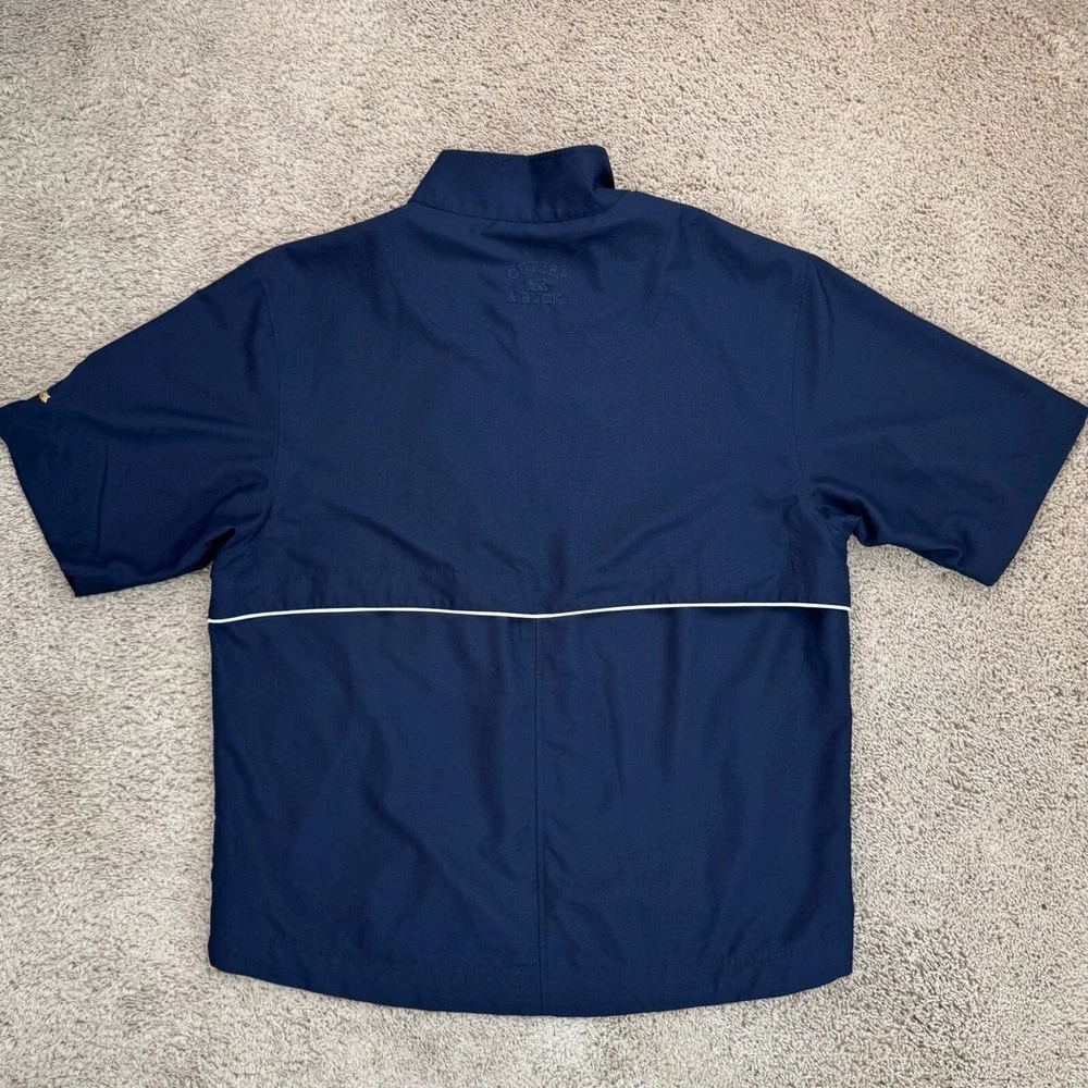 Cutter & Buck‎ WindTec Golf Pullover Mens L Navy S/S Jacket GCA 100 Sleece Patch